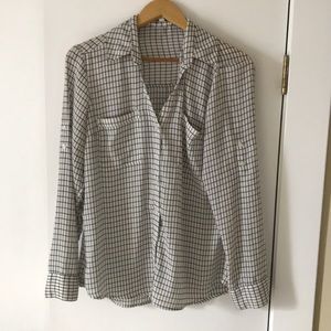 Express Black and White Striped Portofino Blouse